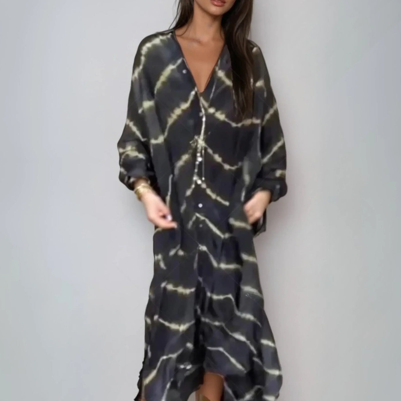 Lina™ - Haljina dugih rukava s prugastim printom