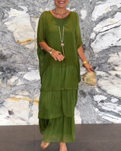 Morgan™ | Zelena maksi haljina u slojevima