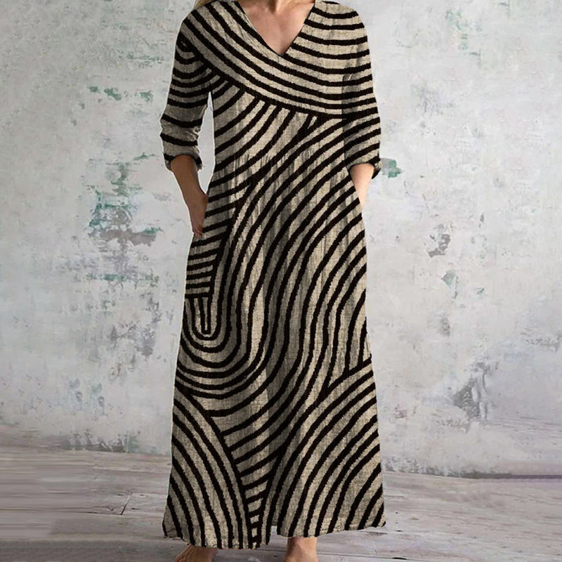 Elisa | V-Neck Striped Pattern Dress