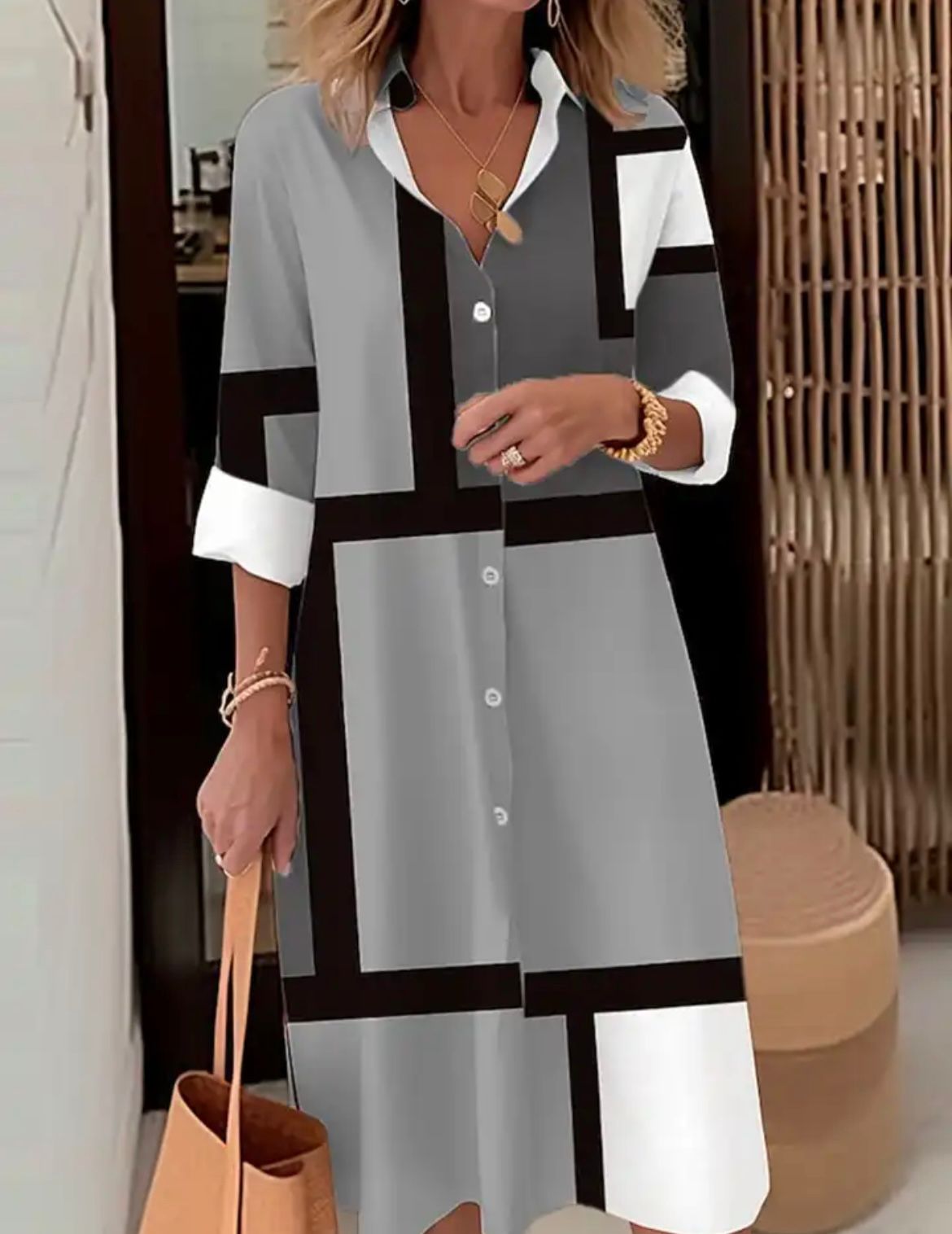 Margaritte | Haljina-košulja s geometrijskim printom 