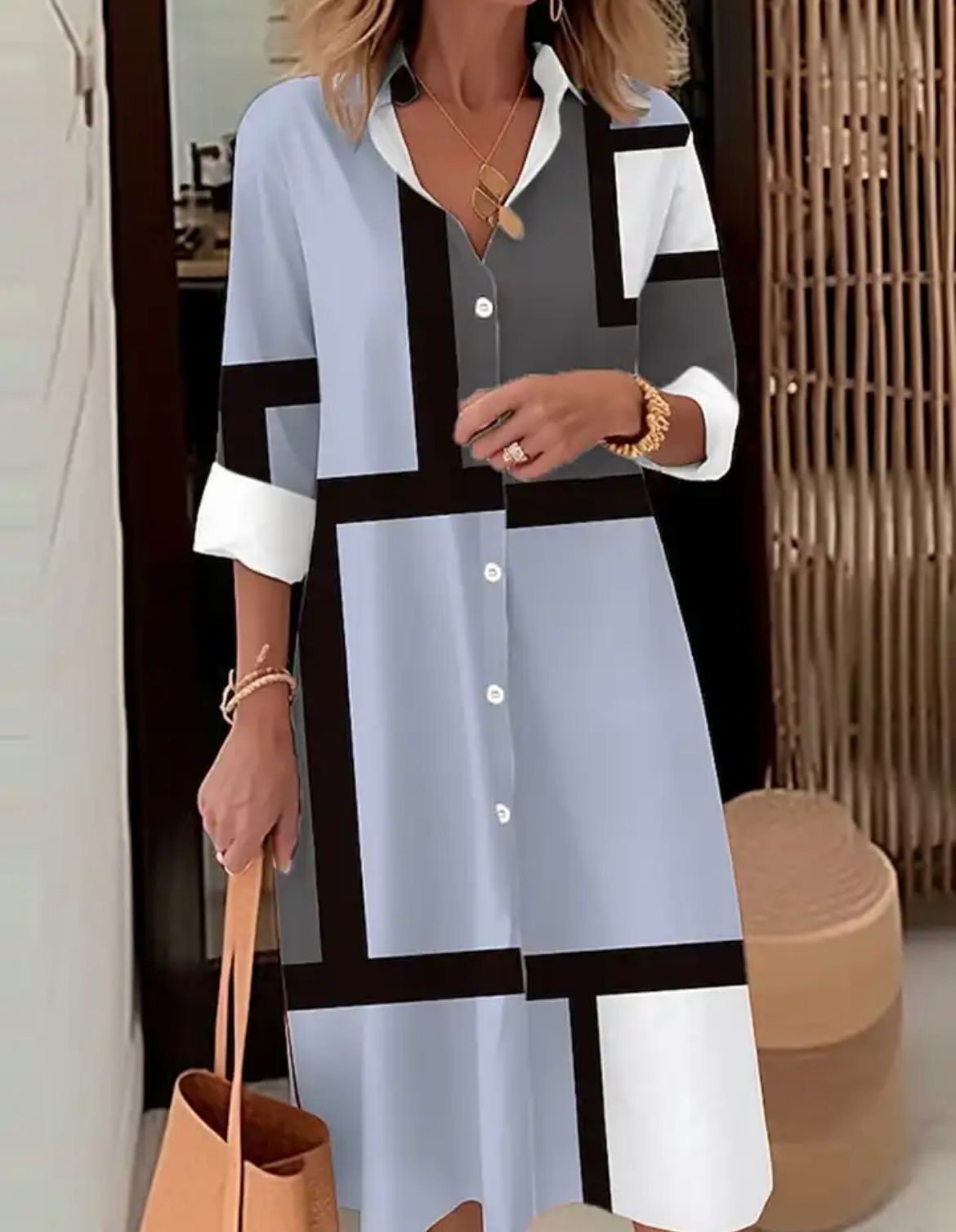 Margaritte | Haljina-košulja s geometrijskim printom 